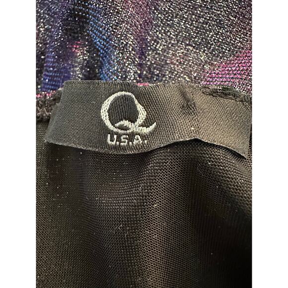 Q Women Purple Glitter Shimmer Asymmetrical Spaghetti Strap Side Ruched Dress S - Picture 6 of 8